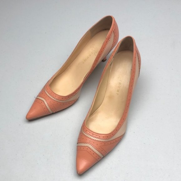 LEATHER IVANKA TRUMP TWO-TONE HEELS SZ 8M ⭐ - Picture 3 of 11